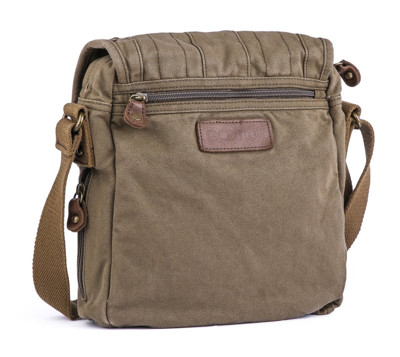 GOOTIUM Canvas Crossbody Bag - Small Messenger Bag | Vintage Shoulder Purse, Field Tan - Image 3
