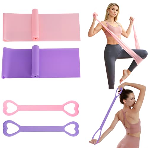 Muaoush Resistance Bands, Figure 8 Resistance Band, 4 Pack - Latex-Free Exercise Bands for Home Gym, Strength Training & Physical Therapy | Yoga, Pilates, Glute Workouts | Portable Elastic Bands - Image 1