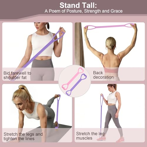 Muaoush Resistance Bands, Figure 8 Resistance Band, 4 Pack - Latex-Free Exercise Bands for Home Gym, Strength Training & Physical Therapy | Yoga, Pilates, Glute Workouts | Portable Elastic Bands - Image 3