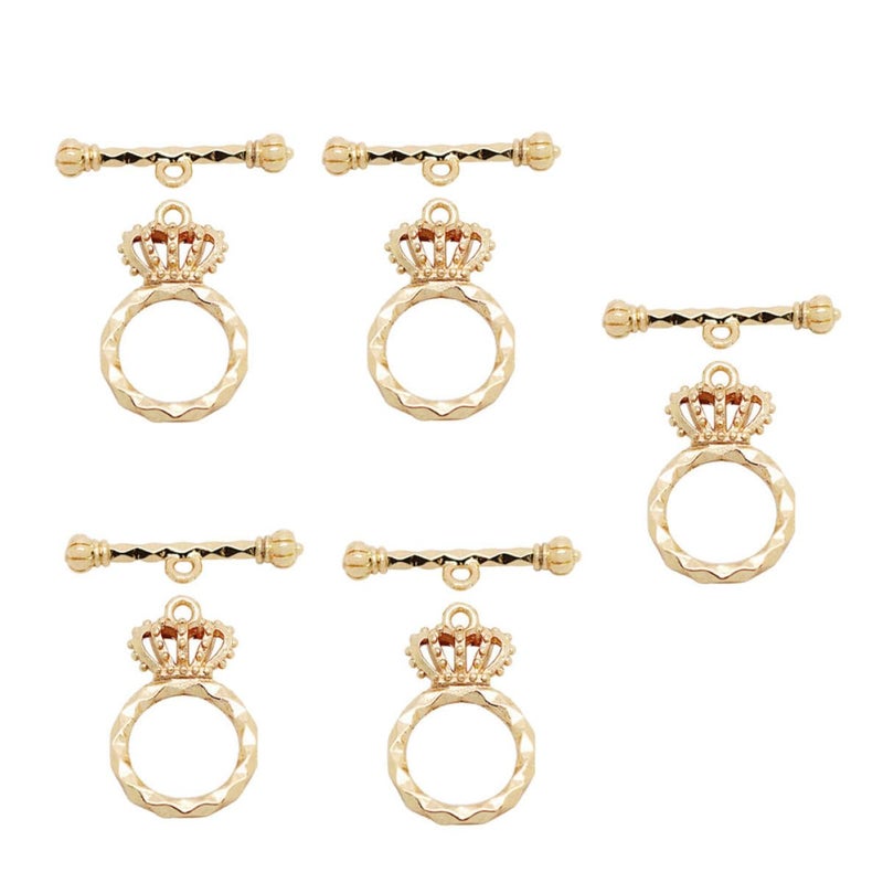 Gold Plated Brass Jewelry Clasps Bar Connectors for Necklace Bracelet Crafting 5 Sets - Image 2
