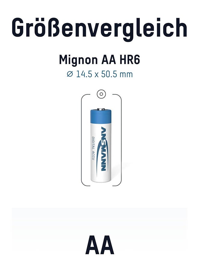 ANSMANN بطاريات AA قابلة لإعادة الشحن [عبوة من 8 قطع] بطارية Nimh عالية السعة بحجم AA بسعة 2850 مللي أمبير في الساعة للمعدات الرقمية والكاميرات ووحدات الفلاش ومكبرات الصوت والميكروفونات باللون الفضي - Image 3