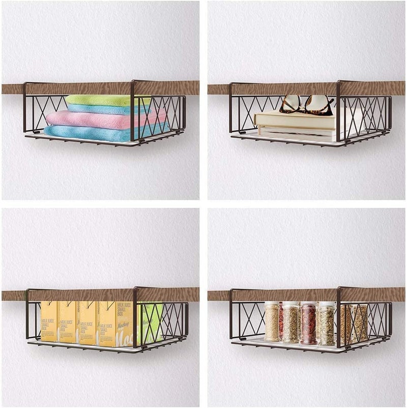 Go Hooked Go Hooked Under Shelf Basket Wire Under Cabinet Organizer Shelf Hanging Storage Baskets for Kitchen Pantry Black Space Saving Durable Efficient Heavy-Duty Pack of 1  - Image 5