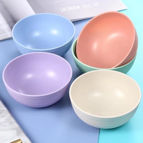 LRUUIDDE Unbreakable Cereal Bowls 24 oz - Reusable Wheat Straw Bowl - Dishwasher -Microwave Safe - Bamboo Kids Bowls Set, Soup Salad Rice Oatmeal Desserts- BPA Free, Eco-Friendly - Image 5