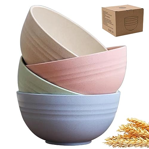 LRUUIDDE Unbreakable Cereal Bowls 24 oz - Reusable Wheat Straw Bowl - Dishwasher -Microwave Safe - Bamboo Kids Bowls Set, Soup Salad Rice Oatmeal Desserts- BPA Free, Eco-Friendly - Image 1