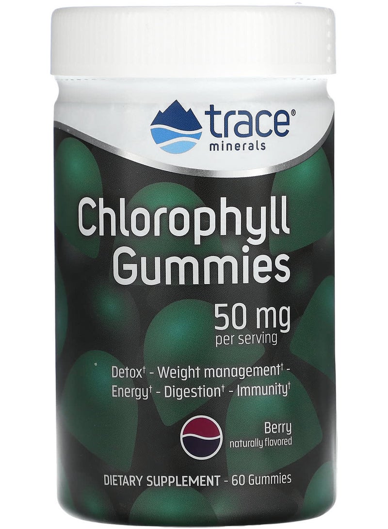 Trace Minerals جواهر الكلوروفيل، توت، 50 ملغ، 60 جواهر (25 ملغ لكل جواهر)