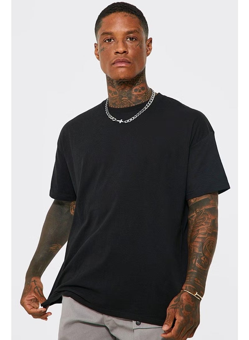 Rock&Roll One Eye Black Short Sleeve Back Printed Men's Oversize T-Shirt - Image 3