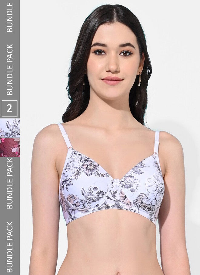 FIMS Pack Of 2 Floral Printed Full Coverage Lightly Padded Bra With All Day Comfort - Image 1