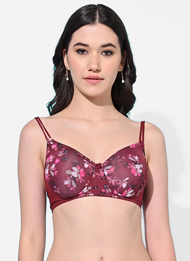 FIMS Pack Of 2 Floral Printed Full Coverage Lightly Padded Bra With All Day Comfort - Image 2