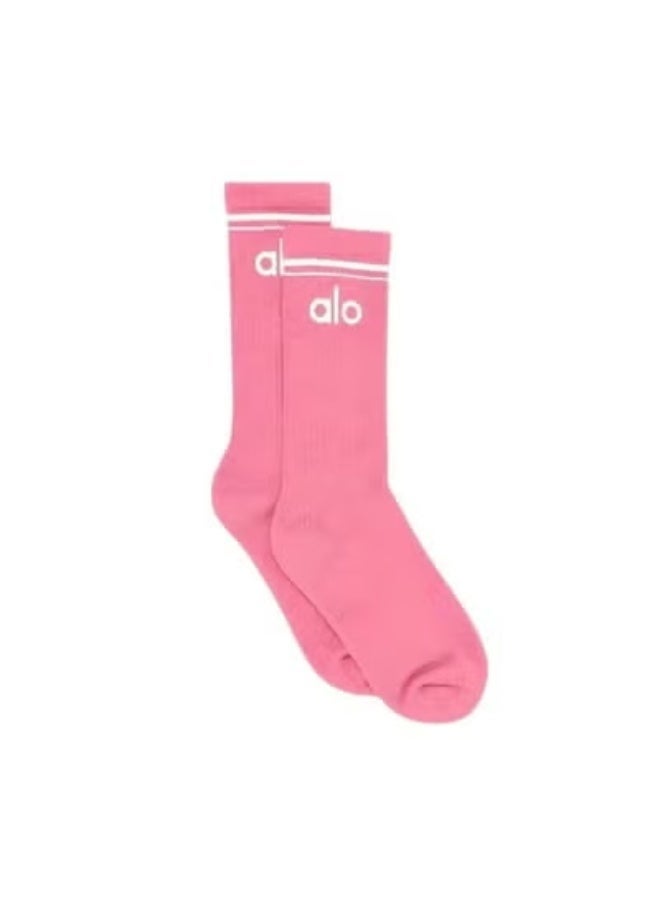 Alo Yoga ALO 30cm Long-Calf Pink Cotton Sports Stockings - Image 1