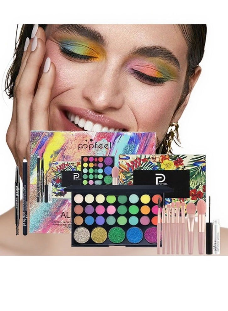 بوب فيل مجموعة مكياج العيون، مع لوحة ظلال عيون مكونة من 29 لونًا، وفرش مكياج، وكحل عيون، وقلم حواجب، وماسكارا، مضادة للحساسية وتدوم طويلًا، للاستخدام اليومي وفي الحفلات - Image 1