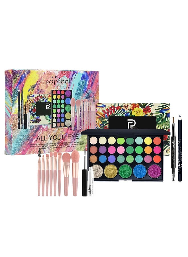 بوب فيل مجموعة مكياج العيون، مع لوحة ظلال عيون مكونة من 29 لونًا، وفرش مكياج، وكحل عيون، وقلم حواجب، وماسكارا، مضادة للحساسية وتدوم طويلًا، للاستخدام اليومي وفي الحفلات - Image 2