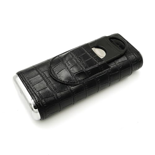 menesia Black Cigar Case with Cutter - Portable Leather Travel Cigar Holder and Small Humidifier Kit for Men - Image 5