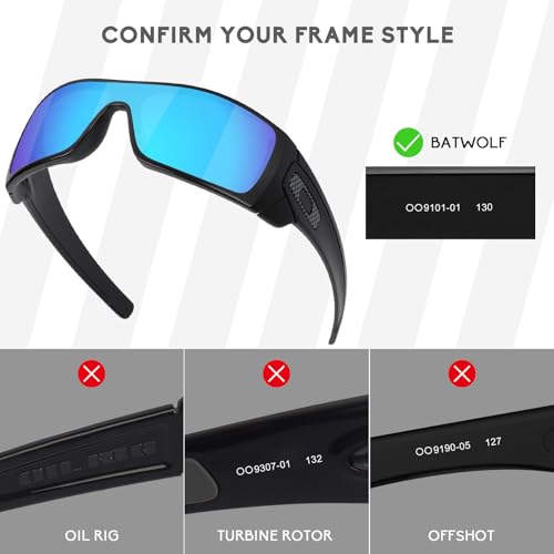 Betterun 5 Pieces Polarized Replacement Lenses for Oakley Batwolf OO9101 Sunglasses, Anti-Scratch and Impact Resistant - Image 2
