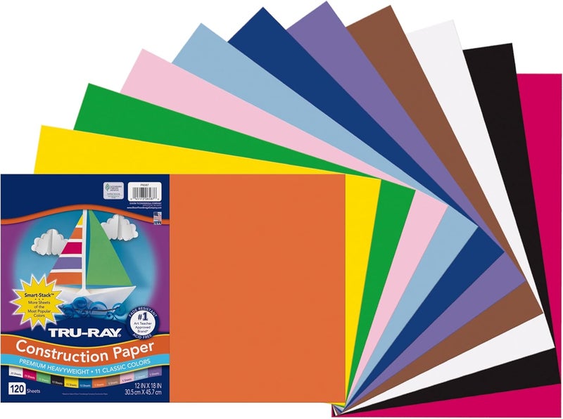 TRU-RAY Sulphite Construction Paper, 12 x 18 Inches, Assorted Color, 120 Sheets - Image 1