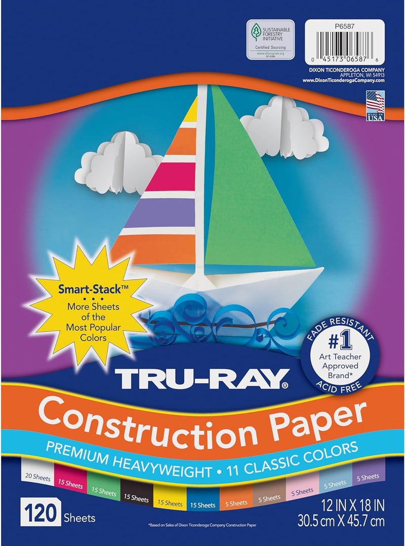 TRU-RAY Sulphite Construction Paper, 12 x 18 Inches, Assorted Color, 120 Sheets - Image 2