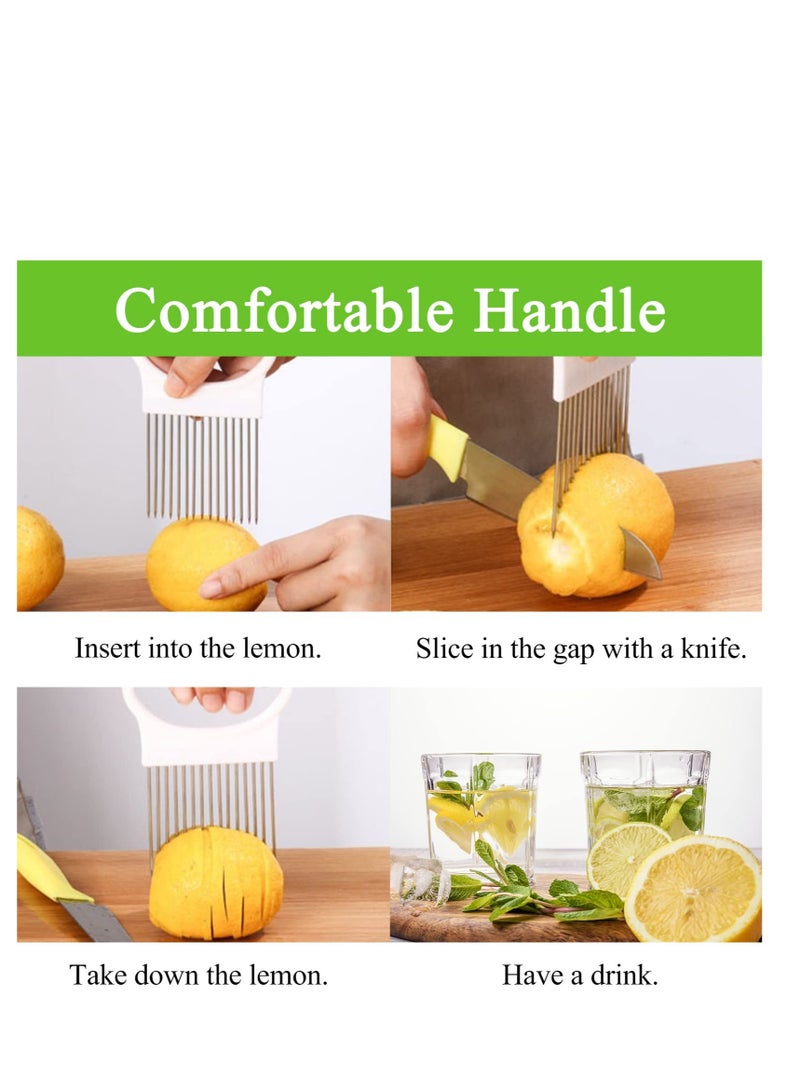Excefore Onion Holder, 4 Pcs Onion Slicer Holder, Stainless Steel Vegetable Slicer Holder and Onion Chopper Peelers, for Slicing Cutting Vegetable Tomato Potato Fruit Meat Kitchen Gadgets Tools  - Image 5