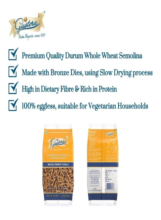 GUSTORA Combo Pack of Whole Wheat Fusilli Pasta 500g & Arrabbiata Sauce 400g I Italian Pasta & Sauce Combo I Made of Whole Wheat I Vegetarian I Rich in Protein & Fibre I Zero cholesterol I Non-GMO - Image 5