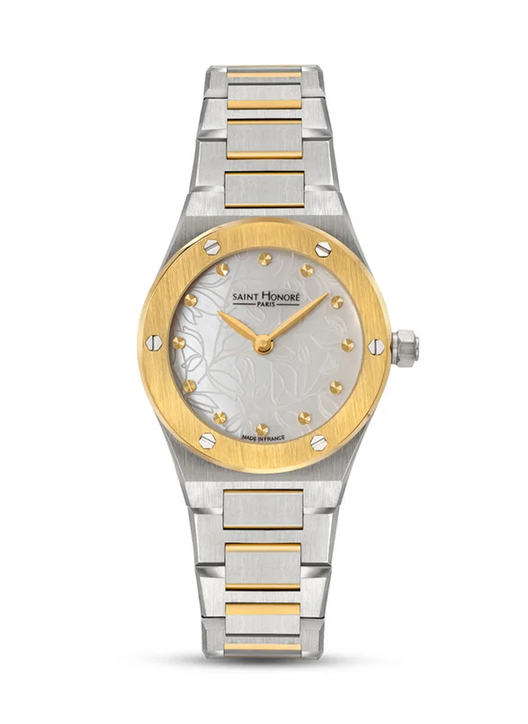 سانت هونور Saint Honore Paris Analog Watch For Women, New Haussman Collection With Two Tone Gold Stainless Steel Case & White Mop Dial, 5 Atm-NH721125 4YBIT