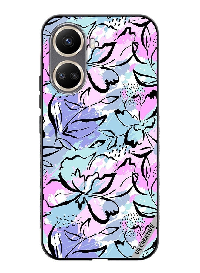 Protective Case Cover For Huawei Nova 10 SE Abstract Flowers Print Design Multicolour