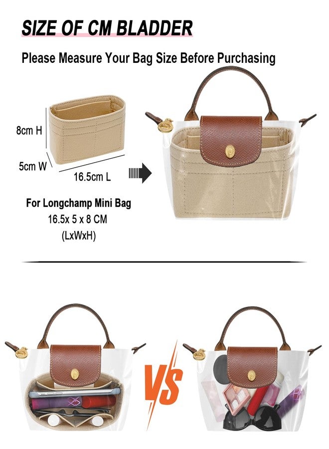 LOUKAYCCI منظم صغير من اللباد من LOUKAYCCI لحقيبة Longchamp mini XS، منظم محفظة لحقيبة اليد - Image 3