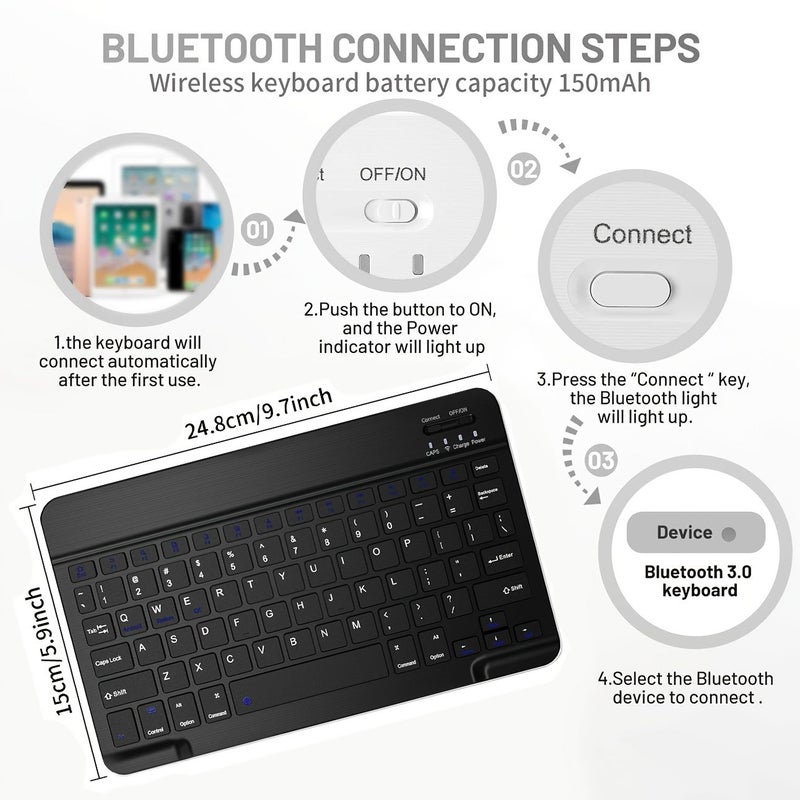 Black Sparkle Case For iPad 10.9 Air Pro 11 Inch With Detachable Keyboard And Pencil Holder - Image 2