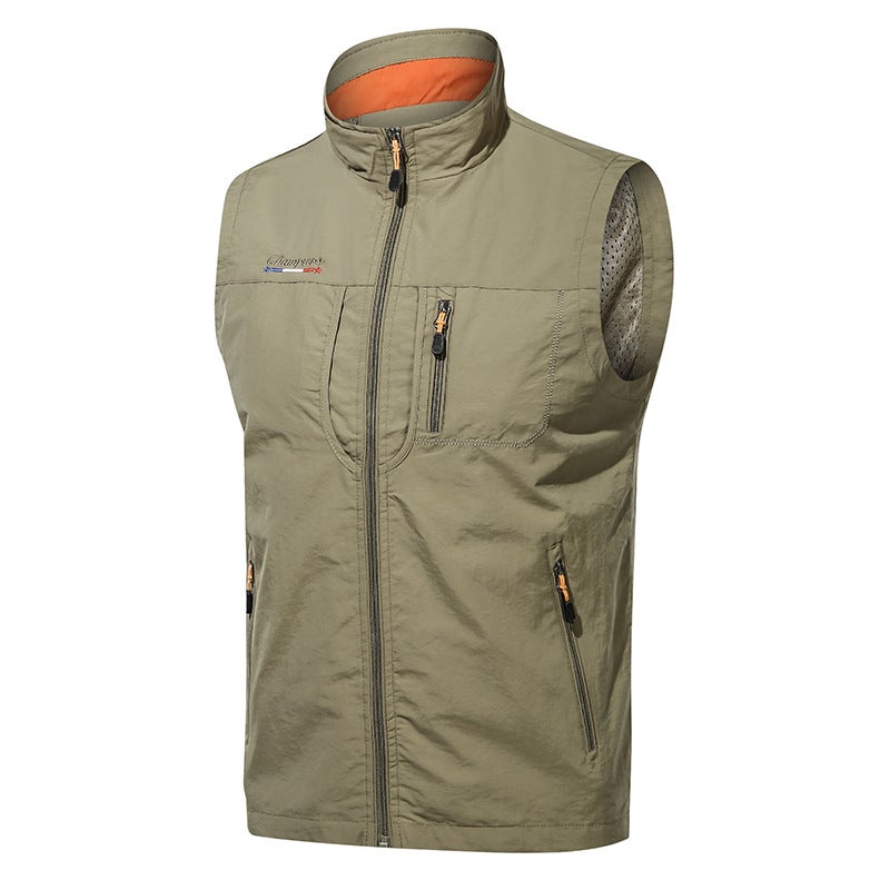 2024 Summer Outdoor Tooling Multifunctional Photography Vest Fishing Multi-flap Pocket Pants Casual Waistoutwear Mens Spring Summer Coat Khaki 5860 segments