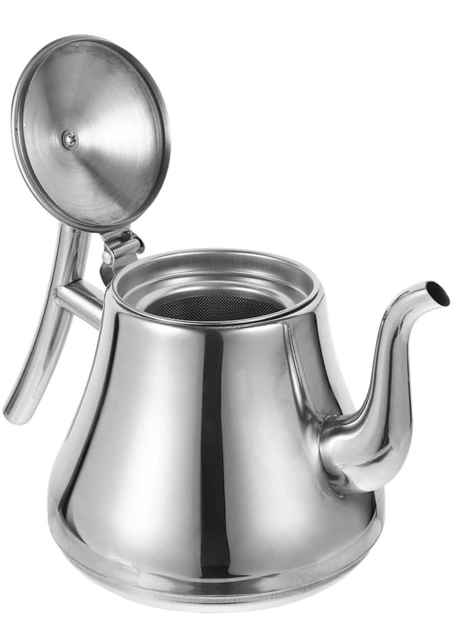 Generic Elegant Design Teapot Stainless Steel Silver Teapot with Filter Infuser Tea Pot Water Kettle Stovetop Coffee for Home Hotel Restaurant Stainless  - Image 5