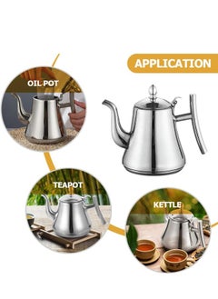 Generic Elegant Design Teapot Stainless Steel Silver Teapot with Filter Infuser Tea Pot Water Kettle Stovetop Coffee for Home Hotel Restaurant Stainless  - Image 3