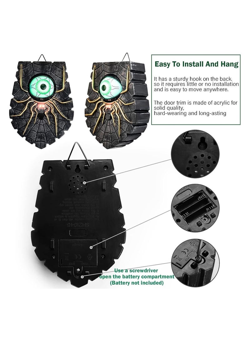 Doorbell Decoration, Doorbell Animated Spider Light Up Eyeball Decoration with Spooky Sound - Green, Perfect for Party Door Decoration Halloween - Image 3