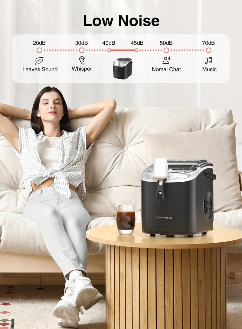 XiuWoo Ice Maker Countertop with Handle, Self-Cleaning Ice Maker with Scoop and Basket, 12KG/24H,9 Cubes in 6 Mins,Portable Small Ice Machine with Scoop and Basket for Home Kitchen Office Bar Party - Image 2