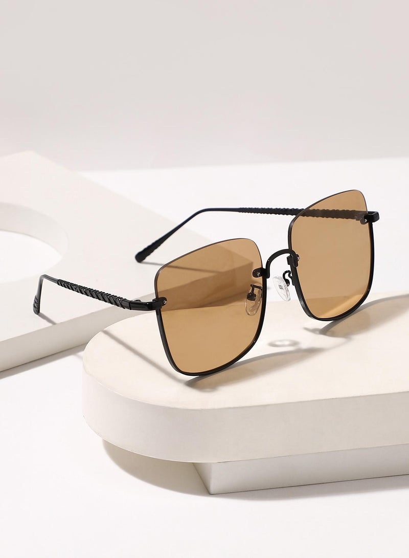 Haute Sauce Polarized Half Rim Oversized Sunglasses For Women - Image 2