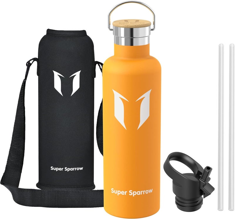 Water Bottle Stainless Steel - 1000ml - Vacuum Insulated Metal Water Bottle - Standard Mouth Flask - BPA Free - Straw Water Bottle for Work, Gym, Travel, Sports - Image 2