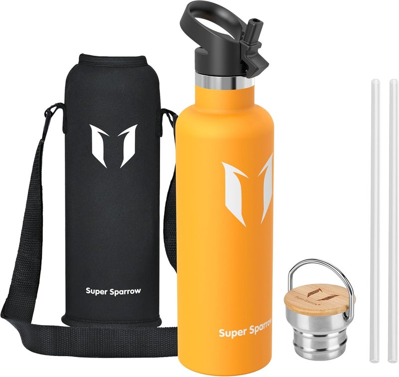 Water Bottle Stainless Steel - 1000ml - Vacuum Insulated Metal Water Bottle - Standard Mouth Flask - BPA Free - Straw Water Bottle for Work, Gym, Travel, Sports - Image 1