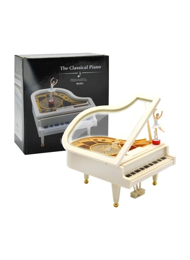 NIBEMINENT Mechanical Classical Piano Music Box White/Gold/Black 15x14x18centimeter 