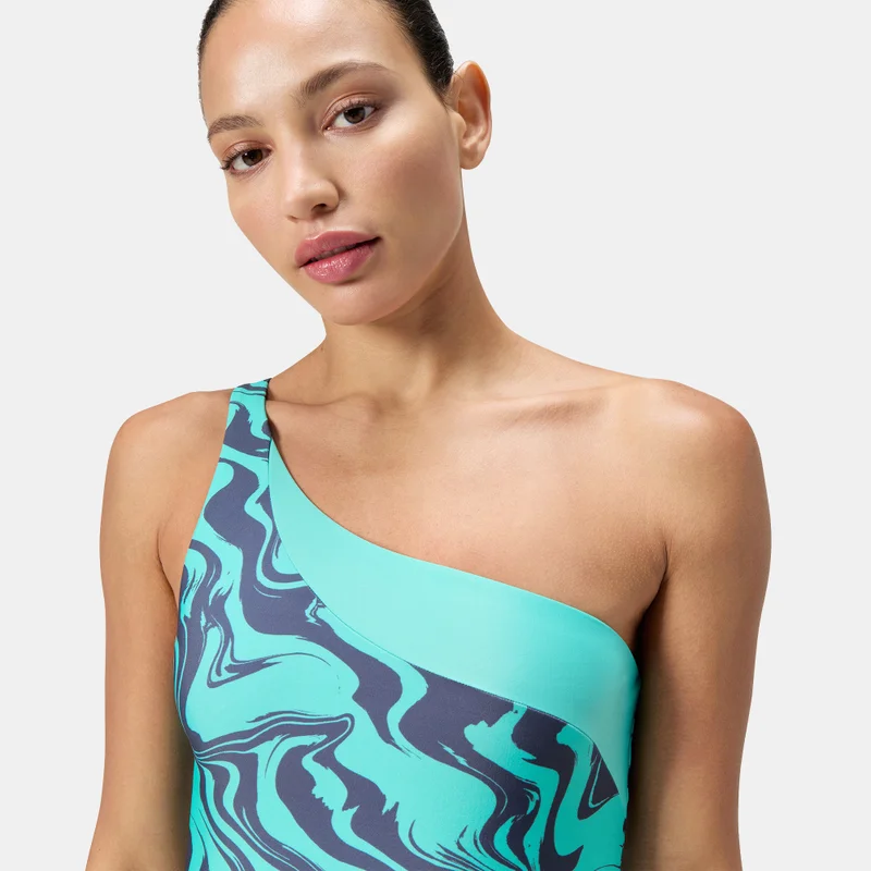 speedo Women's Printed Asymmetric One-Piece Swimsuit