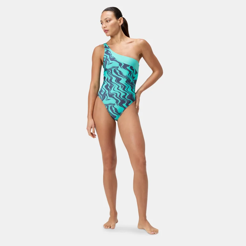speedo Women's Printed Asymmetric One-Piece Swimsuit