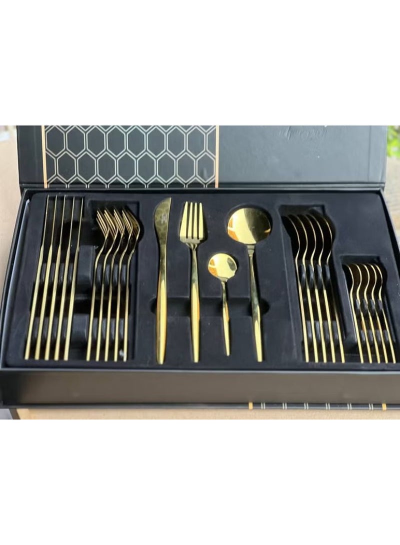 Stainless Steel Cutlery Set Rust-Resistant 24-Piece Set for Professional Table Setting, Complete Flatware Kit for Kitchen Home and Fine Dining. - Image 3