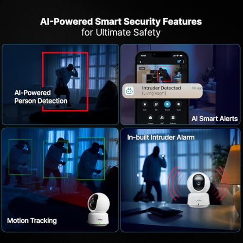Qubo Smart 360° 3MP [2K] CCTV Camera | Wi-Fi Indoor Home Security Cam | STQC Certified | AI Person Detection | Automatic Alarm | App Alerts | NightPulse Vision | SD & Cloud Storage | Made in India - Image 4