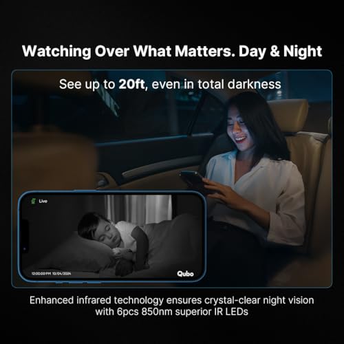 Qubo Smart 360° 3MP [2K] CCTV Camera | Wi-Fi Indoor Home Security Cam | STQC Certified | AI Person Detection | Automatic Alarm | App Alerts | NightPulse Vision | SD & Cloud Storage | Made in India - Image 5