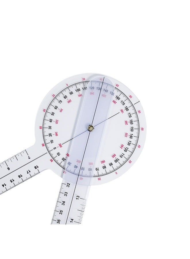 8 Inch 360 Degree Goniometer Transparent Protractor Plastic Angle Ruler - Image 2