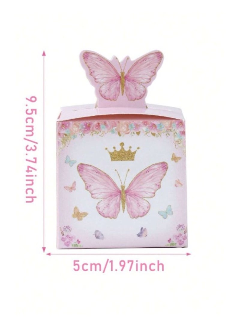 12pcs pink butterfly printed gift wrapping bags for wrapping and decorating gifts on occasions like birthday, wedding and festivals - Image 3