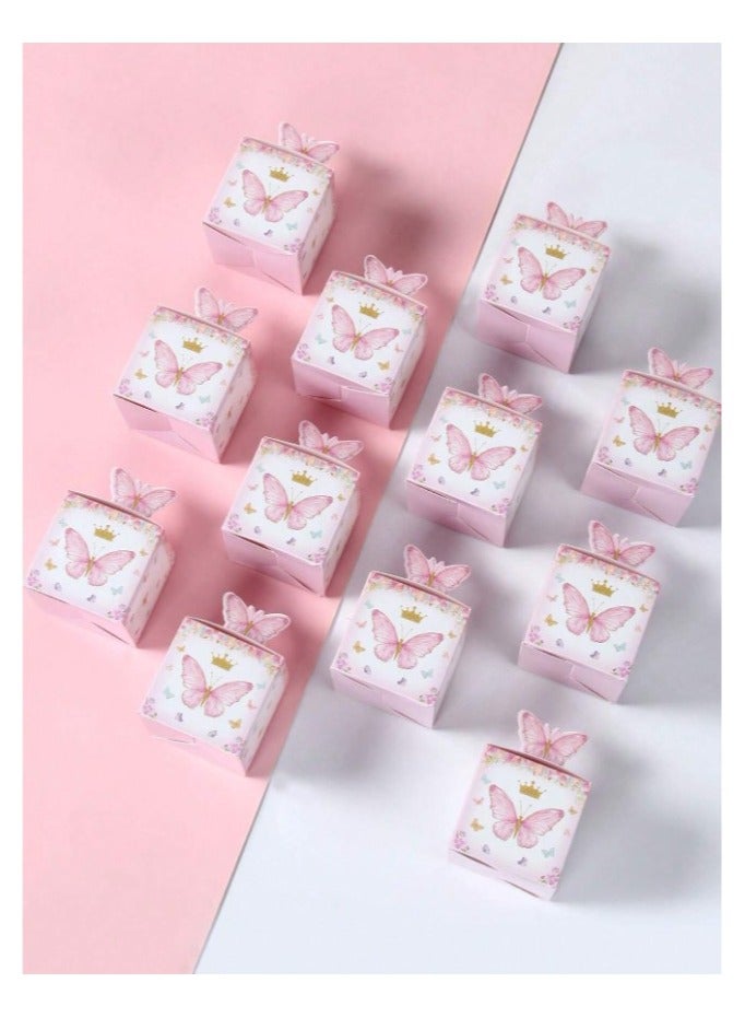 12pcs pink butterfly printed gift wrapping bags for wrapping and decorating gifts on occasions like birthday, wedding and festivals - Image 2