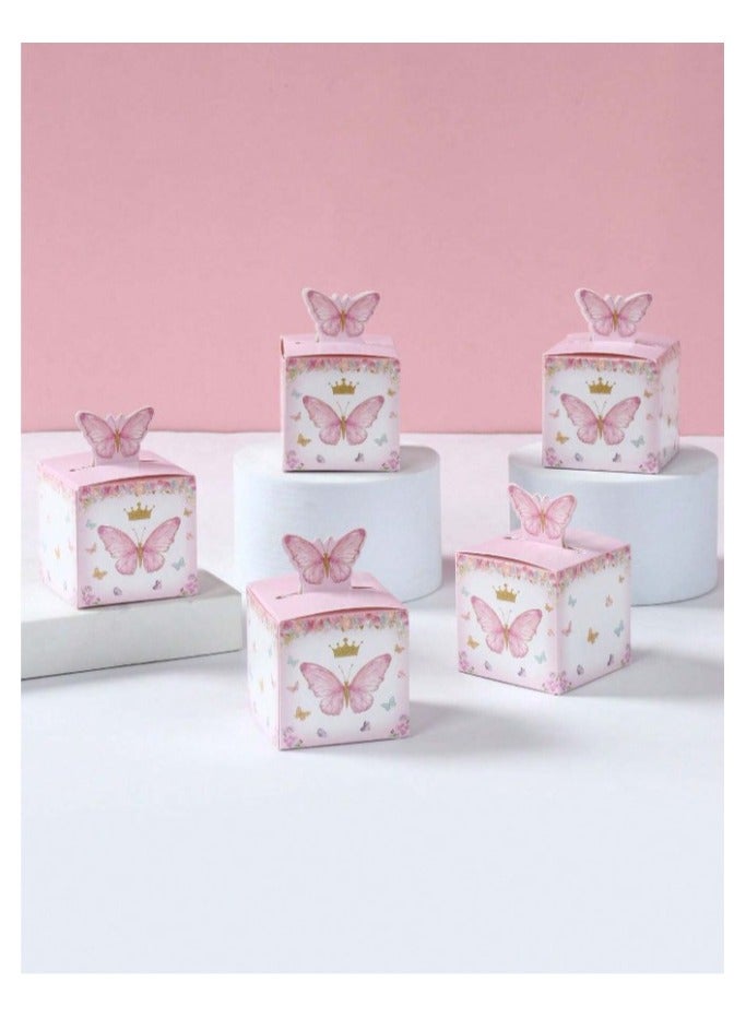 12pcs pink butterfly printed gift wrapping bags for wrapping and decorating gifts on occasions like birthday, wedding and festivals - Image 4