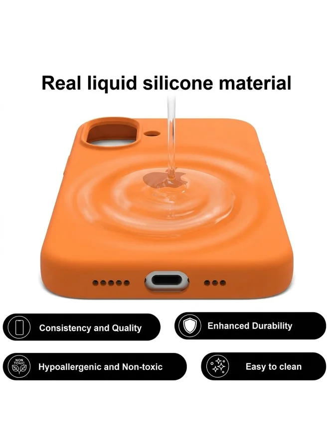 Mobcos Mobcos iPhone 17 Orange Logo Premium Silicone Magnetic Wireless Charging Case for iPhone | Silky Soft Touch | Military-Grade Shockproof Protection | Strong Magnetic Compatibility | Luxury Slim Cover