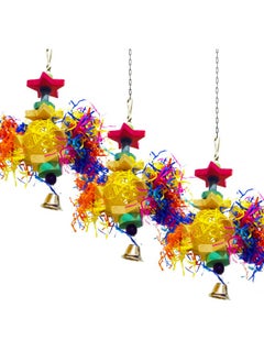 SunGrow Parakeet Toy, Brightly Colored Hanging Toy Made Of Rattan, Wood And Shredded Paper, For Small And Medium Parrots, Cockatiels, Lovebirds And Finches (3 Pieces)  - Image 1