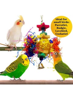 SunGrow Parakeet Toy, Brightly Colored Hanging Toy Made Of Rattan, Wood And Shredded Paper, For Small And Medium Parrots, Cockatiels, Lovebirds And Finches (3 Pieces)  - Image 5