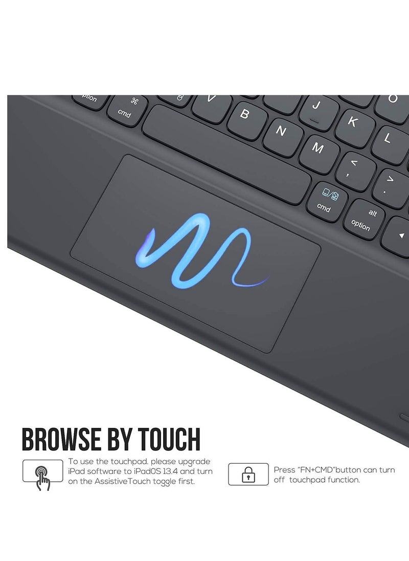 Generic - iPad Keyboard Case for iPad Air 4th Generation Detachable Wireless Bluetooth Trackpad Keyboard Smart Folio Cover with Pencil Holder Fit for iPad Pro 11 Inch 2021/2020/2018/ iPad Air 4 2020 Black - Image 1