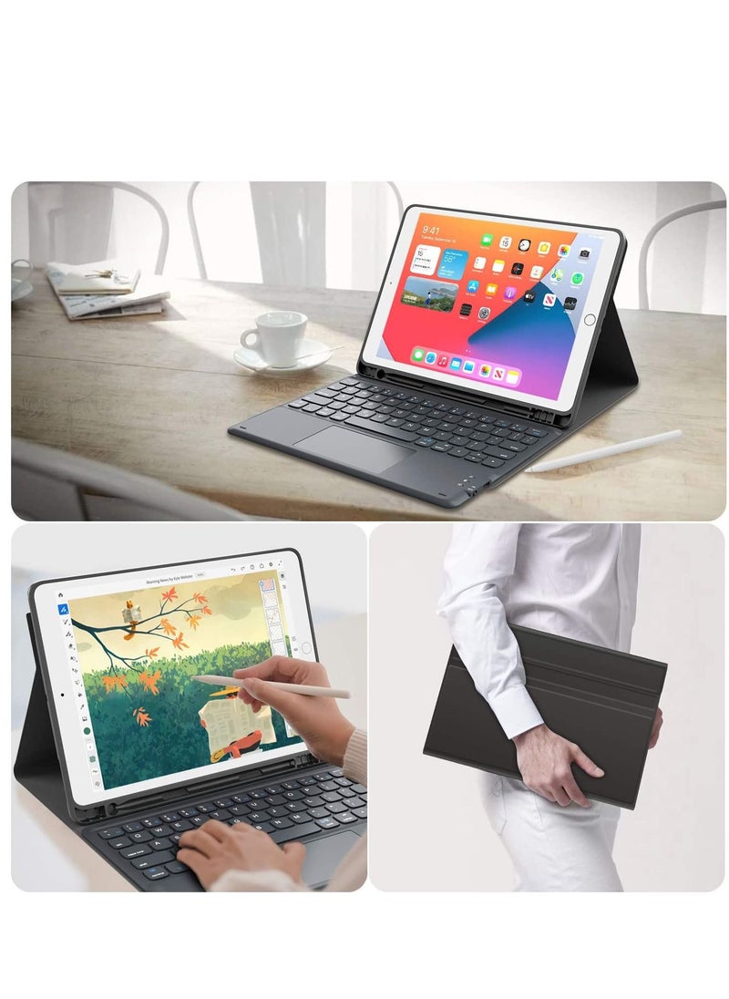 Generic - iPad Keyboard Case for iPad Air 4th Generation Detachable Wireless Bluetooth Trackpad Keyboard Smart Folio Cover with Pencil Holder Fit for iPad Pro 11 Inch 2021/2020/2018/ iPad Air 4 2020 Black - Image 1