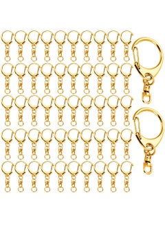 50 Pcs Snap Hook Key Accessories Ring with Chain Maveek Keychain Rings for Lanyard Crafts Metal DIY Silvery Clasps Bulk Gold D Lobster Clamp Parts Open Jump Connector Kit Jewelry