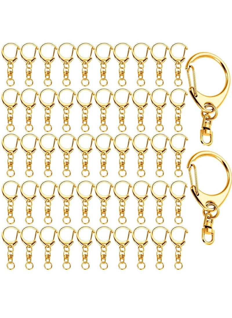 SYOSI - 50 Pcs Snap Hook Key Accessories Ring with Chain Maveek Keychain Rings for Lanyard Crafts Metal DIY Silvery Clasps Bulk Gold D Lobster Clamp Parts Open Jump Connector Kit Jewelry - Image 1